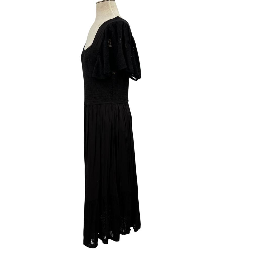 Anthropologie Seen Worn Kept Zohara Dress Smocked Eyelet Black Plus Size 1X - Picture 6 of 13